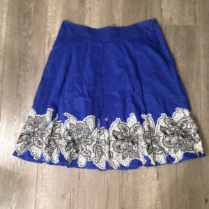 Soft Surroundings PL Blue Pleated Floral Skirt